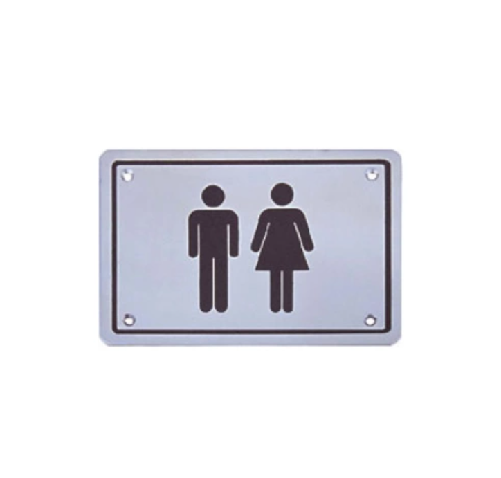 Signe de toilettes publiques en acier inoxydable