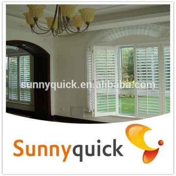 champagne color aluminium casement window with manumotive shutters