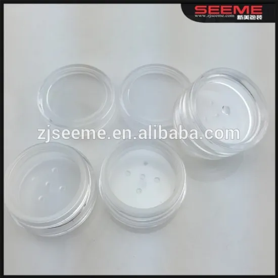 white transparent 5ml jar ,clear round cosmetic loose powder jar with sifter,Cosmetic Loose powder sifter jar clear plastic jar