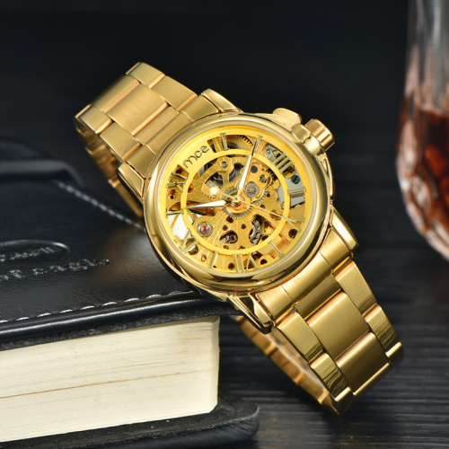 custom face skeleton automatic 24 hour movement mechanical watch