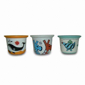 Hand Painted Flower Pot Set, Made of Ceramic Material, OEM Orders are Welcome