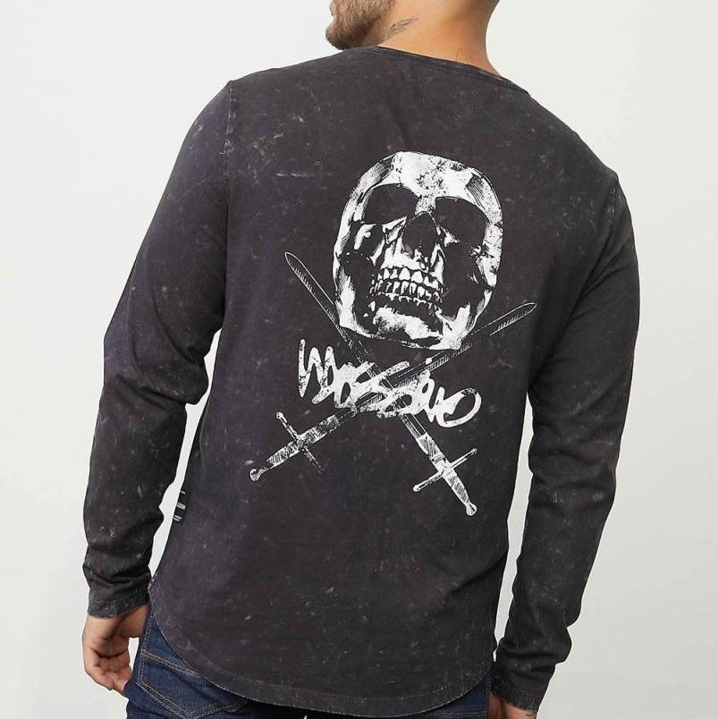 Mens Skull Printed Long Sleeve T-Shirts