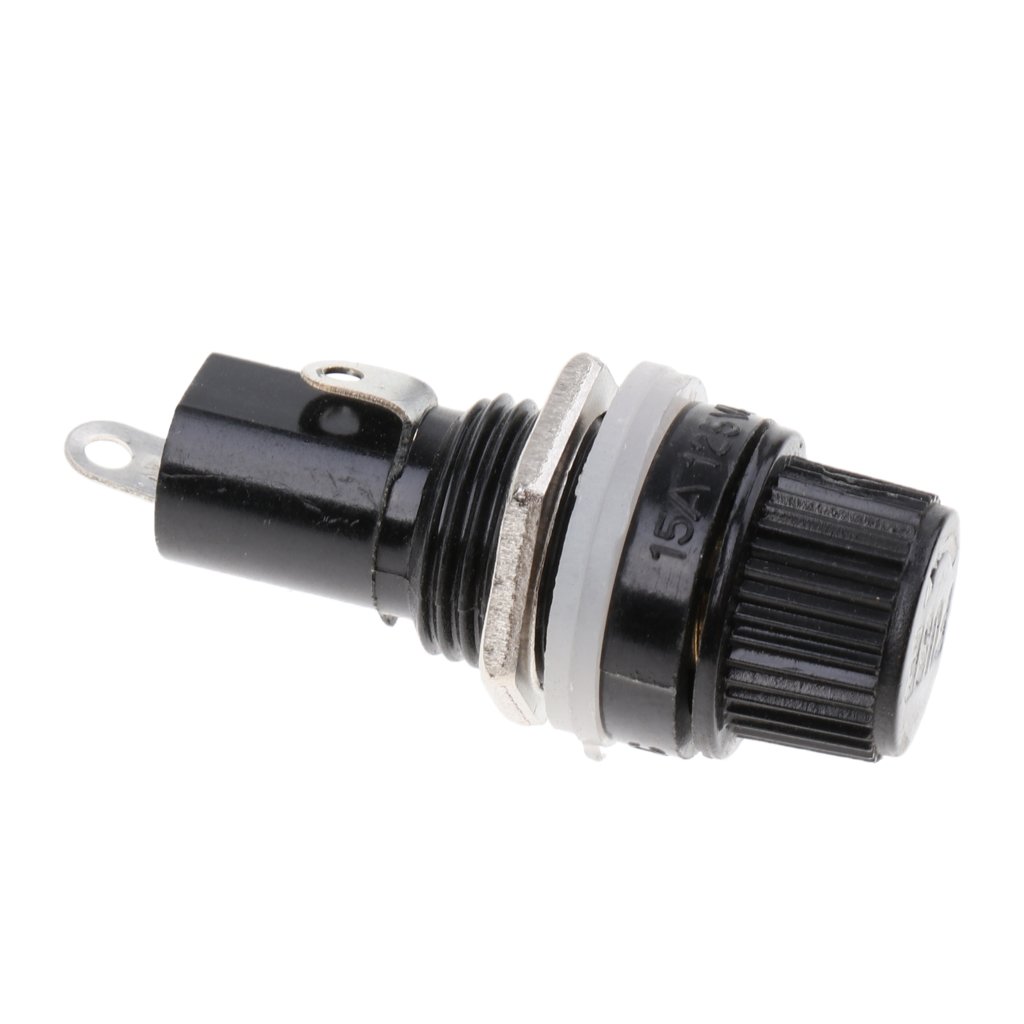 Plastic and Metal AC 15A 125V 10A 250V Screw Cap Panel Mounted Fuse Holder 5x20mm Fuse Holders