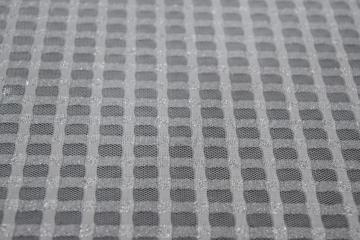 Nylon Metallic Spandex White Checks Mesh Fabric