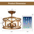 Rustic Vintage Farmhouse 4-Light Bronze Semi Flush Mount Ceiling Light With Metal Cage