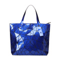 Wholesale custom geometric PU leather handle fashion shopping bags women tote bag