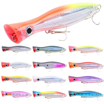 80g 16cm Floating Plastic Popper Bait with Hook for Reservoir, Pond, Ocean, and Boat Fishing