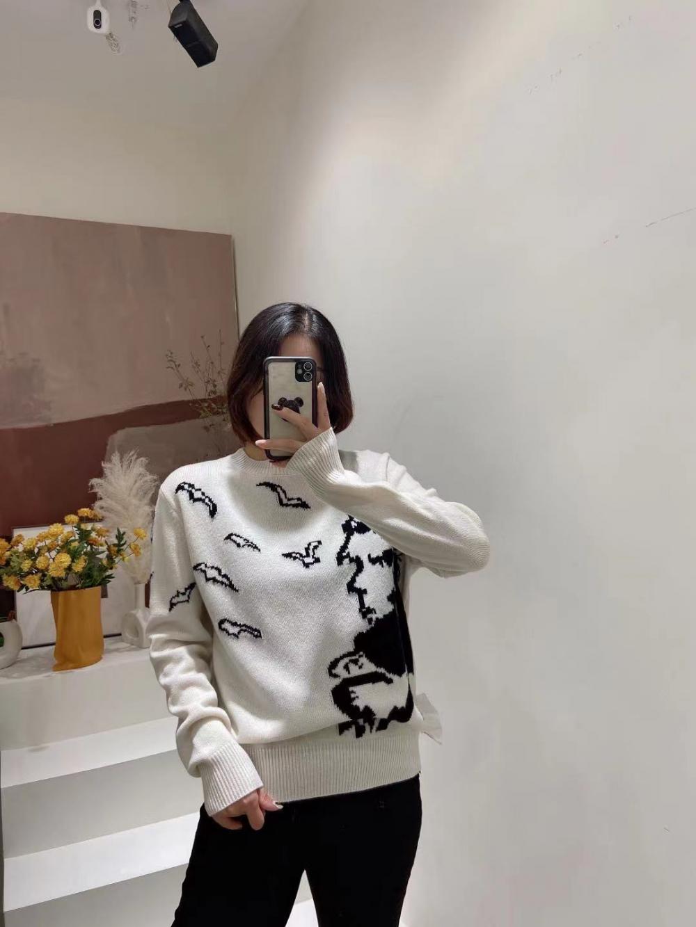 Sweater woman British lazy style loose round neck