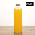 Круглая прозрачная 500 мл стеклянная бутылка сока с пробкой