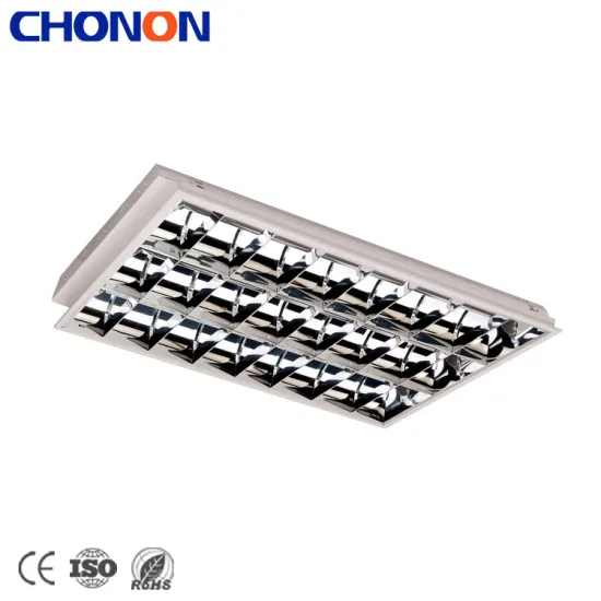 4X18W Recessed Grille Fluorescent Lighting T8 with 5 Cross-Blade Suitable for LED Tube - 595x595x85MM