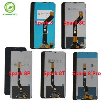 Tecno Spark 8 ve KG Serisi LCD ekran ve dokunmatik ekran sayısallaştırıcı yedek parçaları