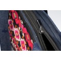 Yi-Stil Ormangülü İşlemeli Denim Tote Çanta