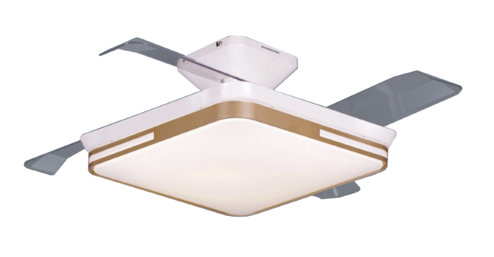 43-inch White Square Ceiling Fan with Gold Lampshade