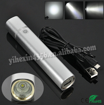 2200MAH Built-in Battery Rechargeable CREE LED Flashlight/Power Bank Flashlight