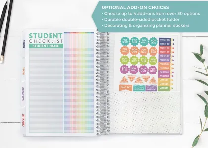 2023-2024 Personalized Teacher Planner: Daily Lesson Notebook & Self-Care Spiral Organizer