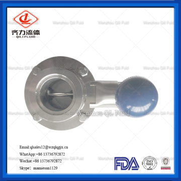 Manual Stainless Steel TC dikepit Butterfly Valve