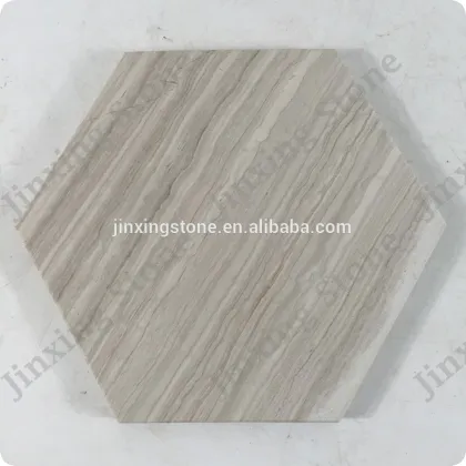 Ancient Wood Marble Serving Tray Hexagon Table Mat Natural Stone Cheese Plates