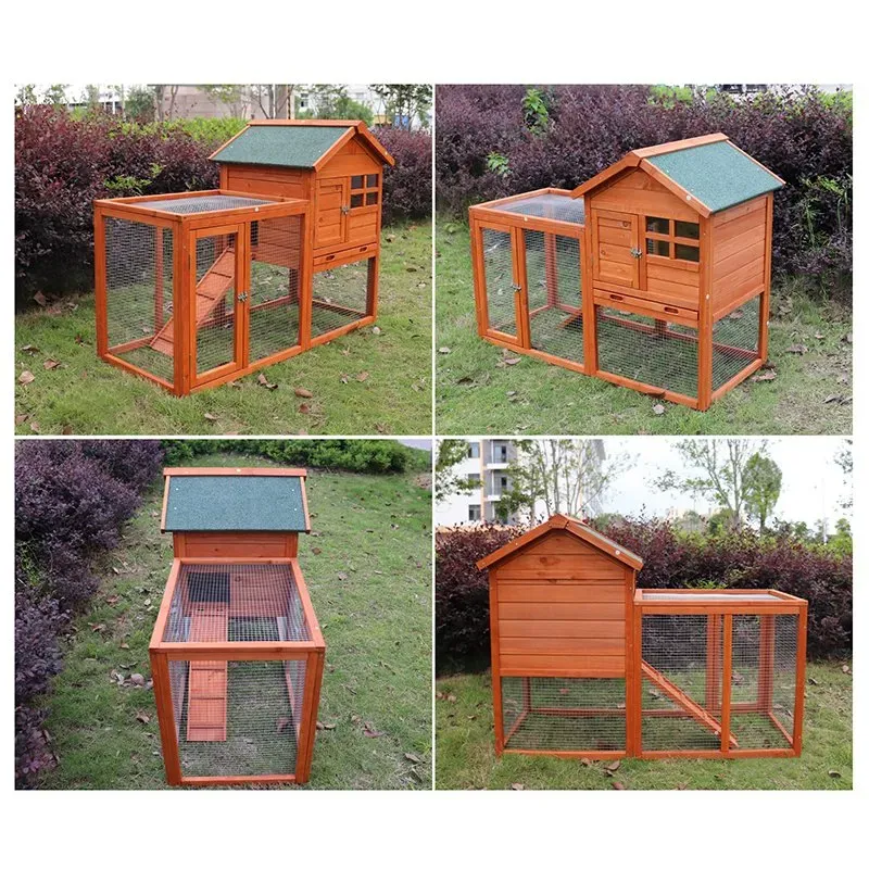 Natural Solid Wood Rabbit Hutch with Chicken Nesting Box