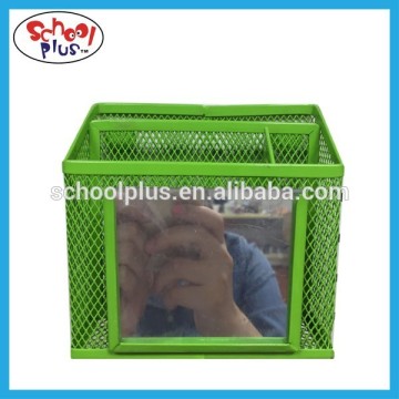 Metal mesh magnetic pen holder with mirror