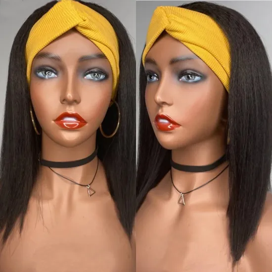 Kinky Straight Headband Wig Human Hair For Black Women Glueless Half Wig With Head Band Brazilian Yaki Headband Human Hair Wigs