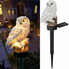 Resin Owl Solar LED Lights with Stake