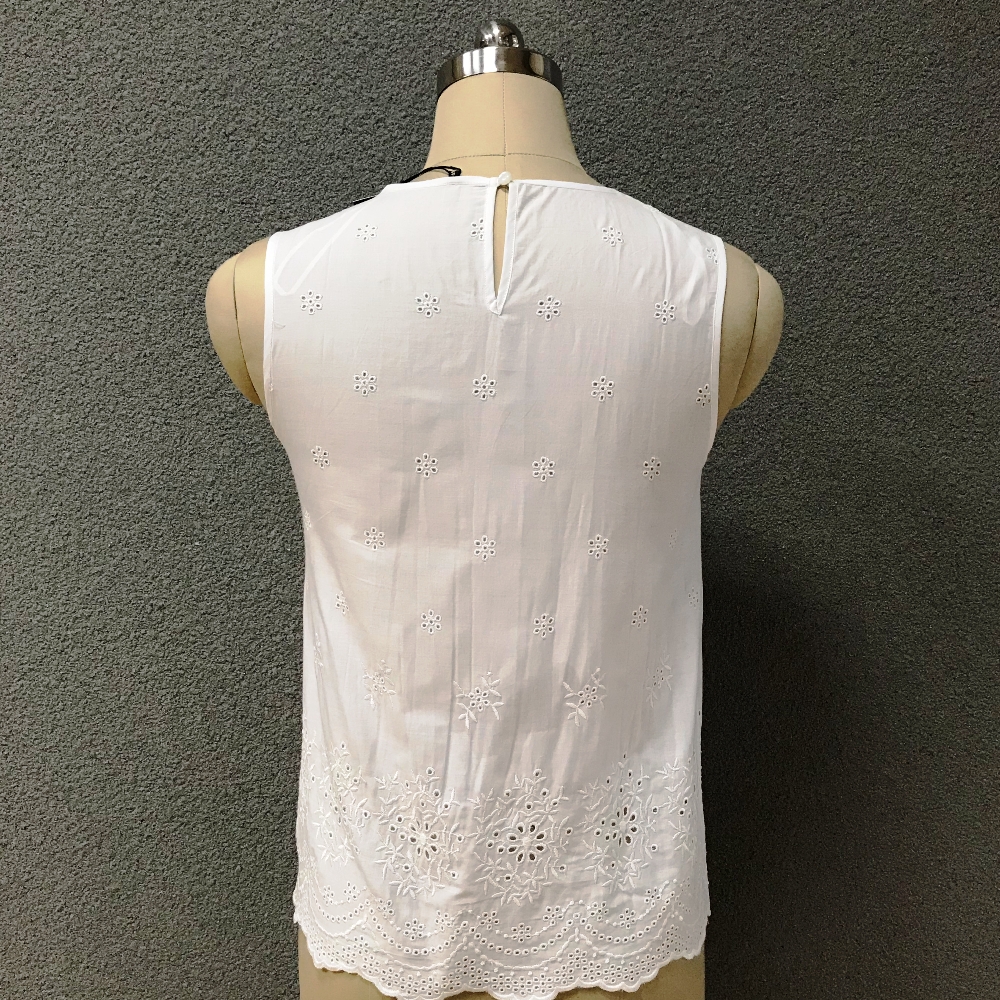 Women's cotton embroidered white top