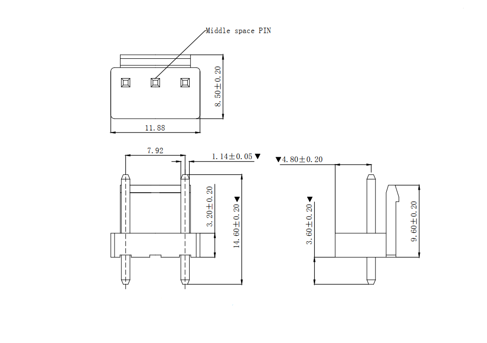 VH3.96mm 180° Wafer Connector Series void the middle pin