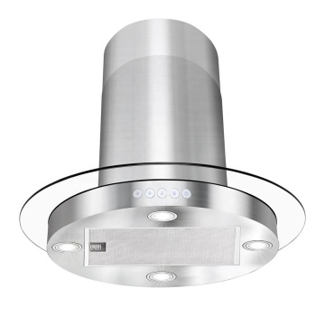 Vented Exhaust Type Cooker Hood Tempered Glass Kitchen Vent ISLAND  Range Hood with Push Buttons