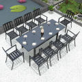 Outdoor Furniture Aluminum Frame Black Glass Tabletop