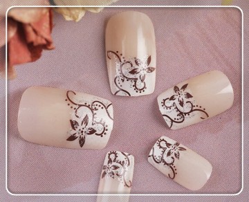 hot sale eco friendly french flower art glitter toe art fake Nails set