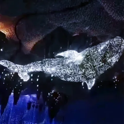 Iron-finished whale-shaped hanging piece