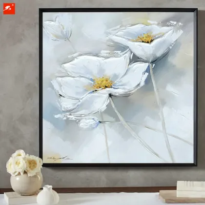 White Flower Handmade Oil Painting On Canvas
