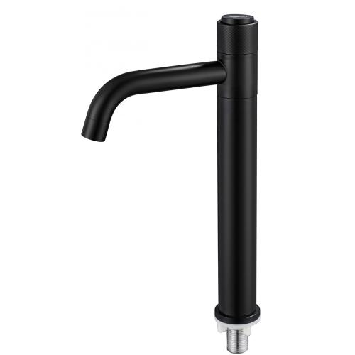 Single cold 304-stainless-steel button high basin faucet