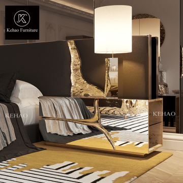 Modern Luxury Silver Mirrored Nightstand with Drawer - Low Moq Available