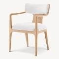 Silla con Apoyabrazos de Madera y Tela de Lino