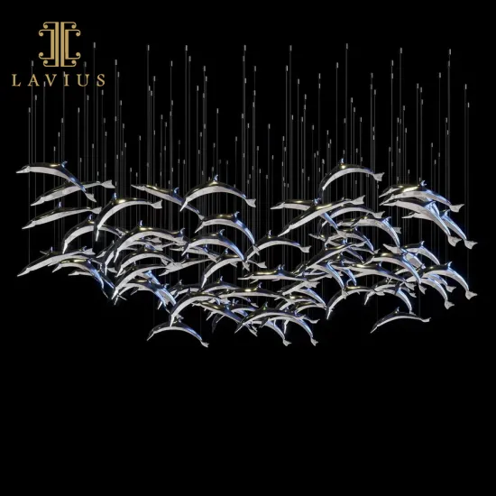 Exquisite and beautiful crystal custom chandelier villa custom dolphin shape chandelier