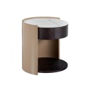 Modern Luxury White Carrara Sintered Stone Top Drawer Oak Painting Round Nightstand Bedside Tables For Home Design