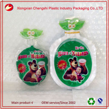 Hot printed fruit and bottle shape juice water packing bag
