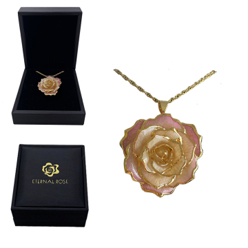 Fast Delivery: Bulk Gold Plated Rose Flower Necklaces in Elegant Gift Boxes