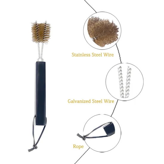 Mini Stainless Steel BBQ Grill Brush with Wooden Handle: Efficient Cleaning Tool for Your Barbecue