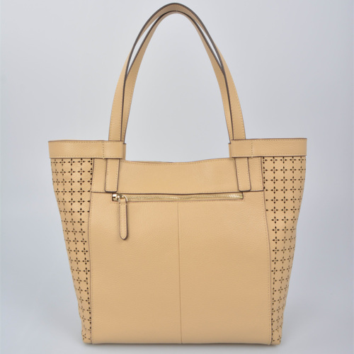 Women leather Tote Bag with front stars holes