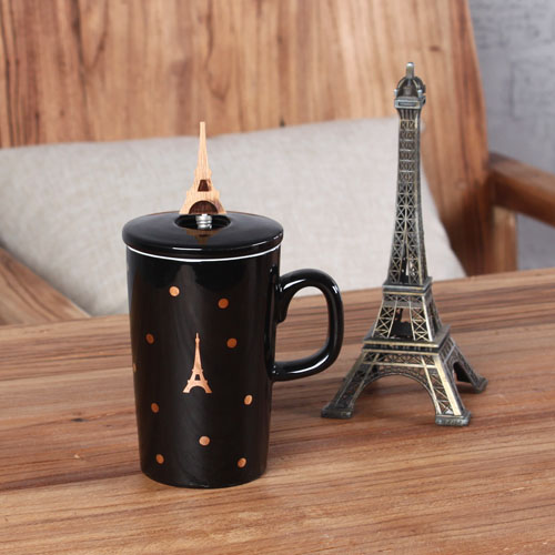 black eiffel tower coffee mug