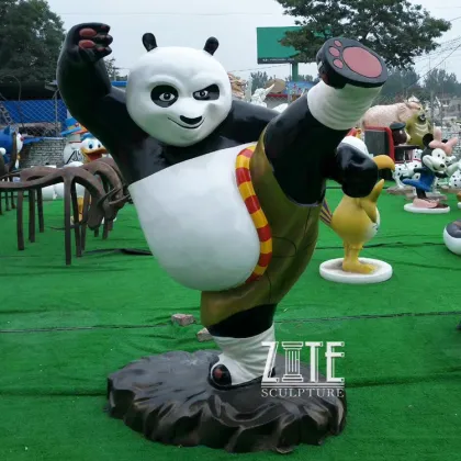 Park garden movie character sculpture resin kung fu panda master shifu raccoon statue