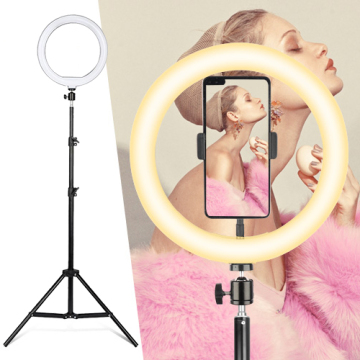 10 Inch Ring Light Kit with RGB Modes, 26 Lighting Effects, Tripod and Desktop Stand for Selfies