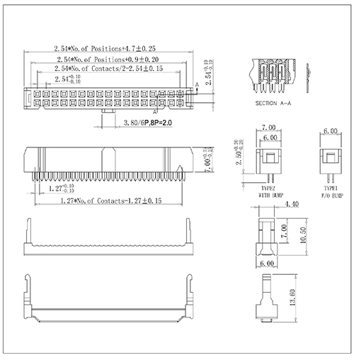 FCDS02 2.54mm IDC SOCKET+SR One Side contact( Standard type)