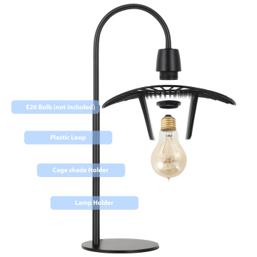 Industrielle Nachttischlampe mit Metallkäfig