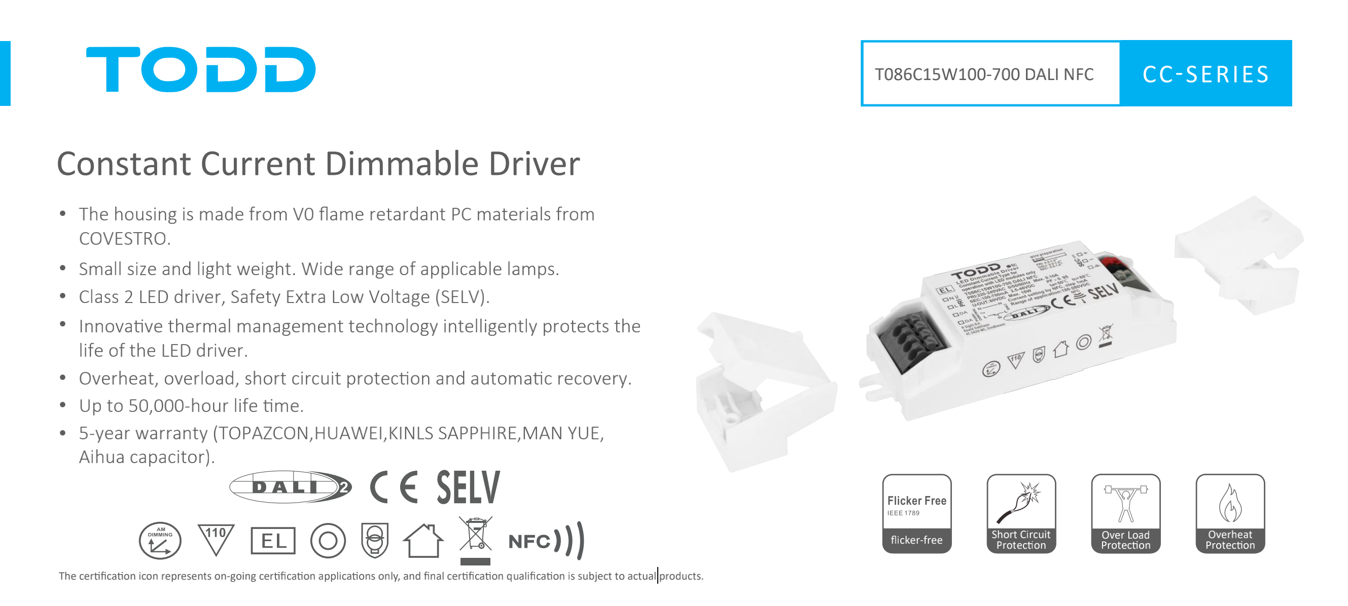 led driver T086C15W100-700 DALI NFC