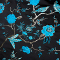 Felgroene bloemen jacquard stof