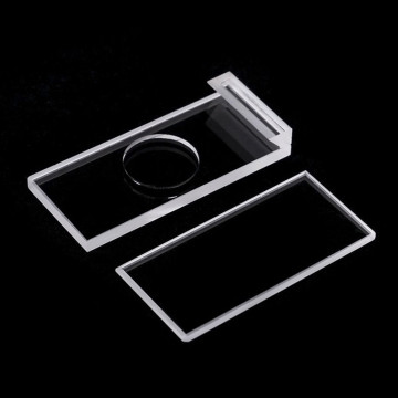 Frit-fusd quartz cuvette with groove and lid