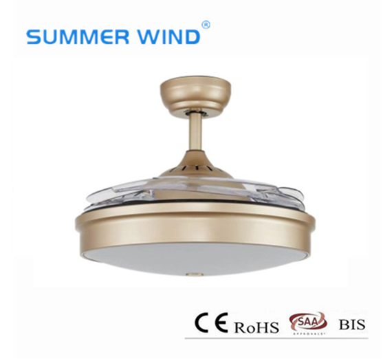 Anti-rust led golden room ceiling fan light